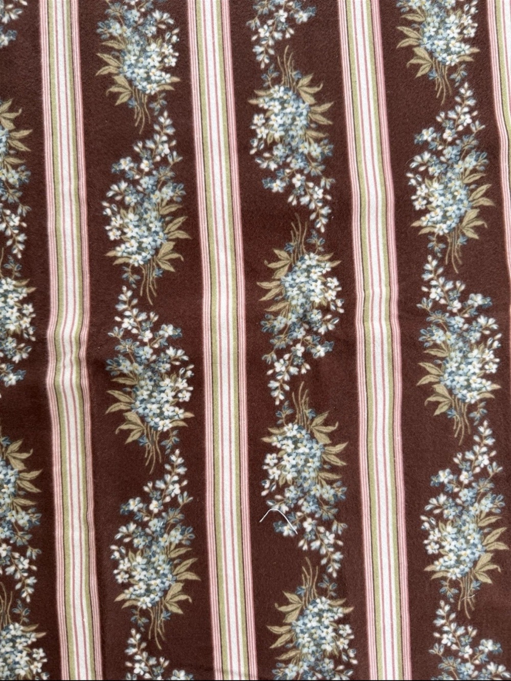 Vintage Marcus Fabrics Flannel Floral Striped Cotton Fabric Faye Burges 19"x43”